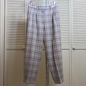 Aritzia Wilfred Plaid High-Waisted Carrot Pleated Pants Size 10